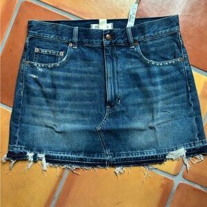 Madewell Dark Blue Frayed Hem Mini Skirt new with tags madewill skirt size 28